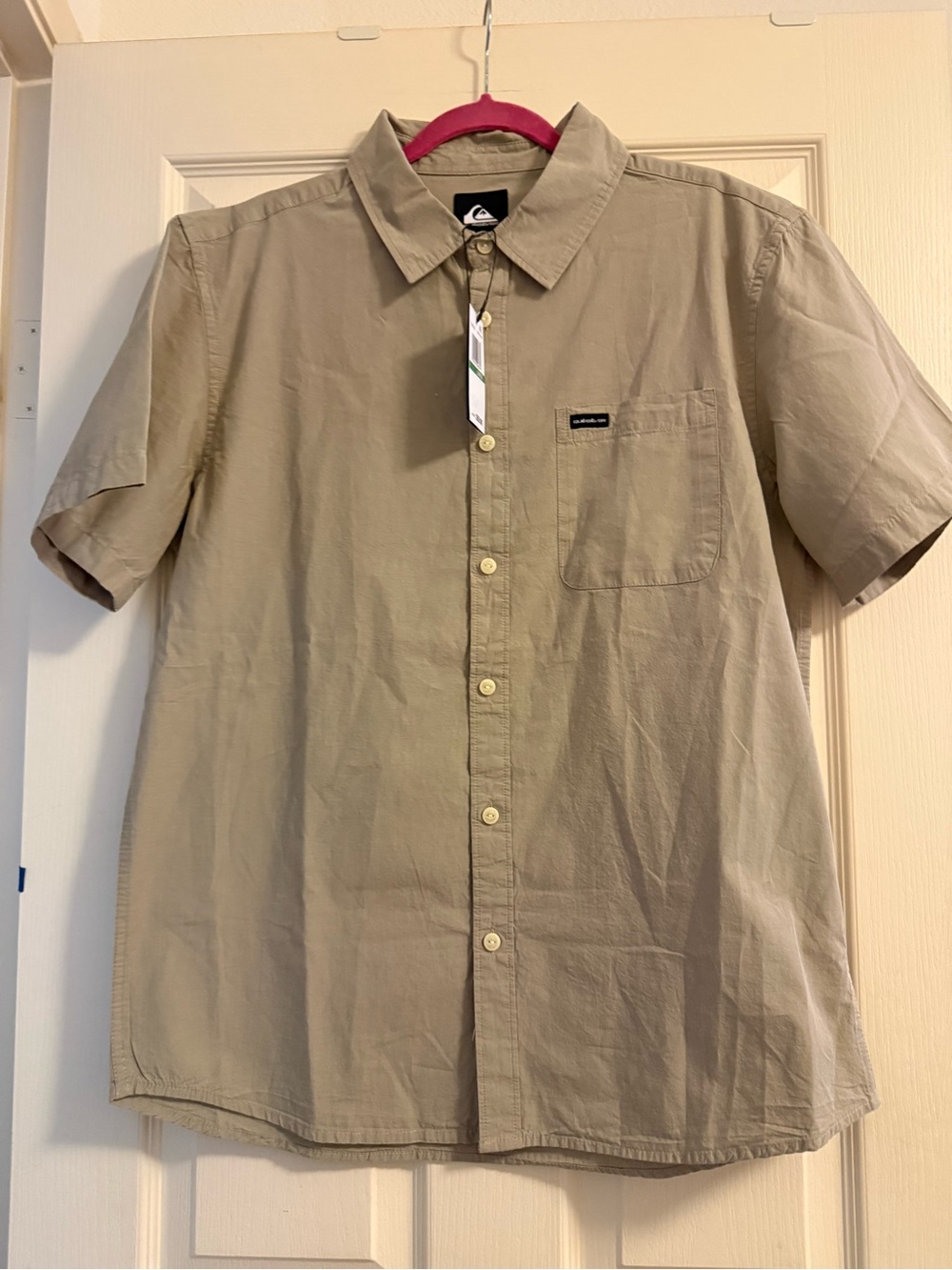 Quiksilver Men’s Short-Sleeve Button-Down Shirt in Khaki